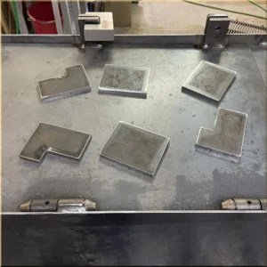 heavy-duty steel armory during welding process
